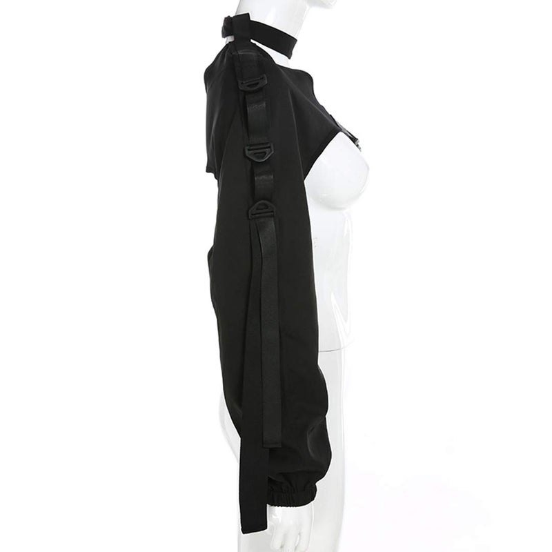 FlyCC Women Sexy One Shoulder Adjustable Buckle Crop Tops - Reflective Festival Rave Form Fitting Shrugs - Image 5